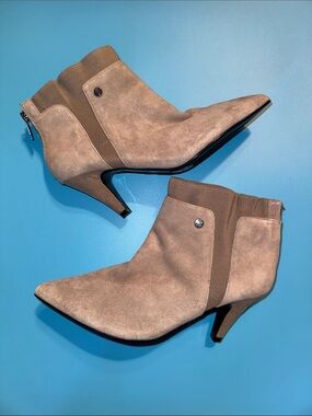 Bandolino Gray Genuine Leather Suede Ankle Booties Sz 8